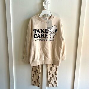 Kids H&M Peanuts Snoopy Sweatshirt and Kate Quinn Leggings | Size 5/6